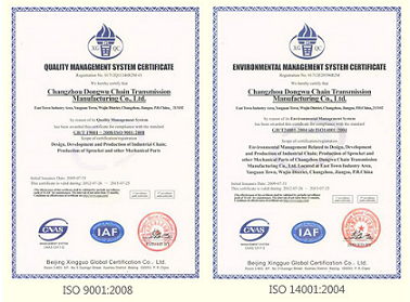 Elevator Chain Certificate