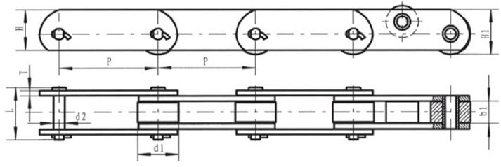 Conveyor Chain for Automobile Industry Dimension drawing