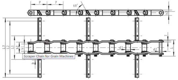 Scraper Chain for Grain Machines Detail drawing