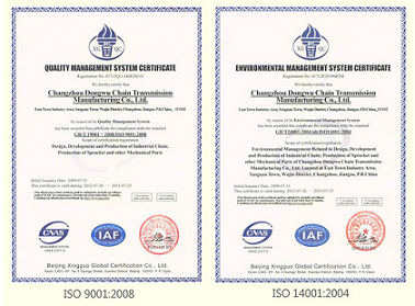 roller chain Certificate