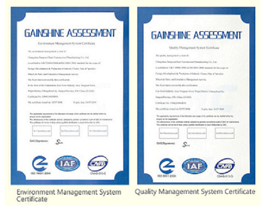 Simplex Sprocket Quality Management System Certification